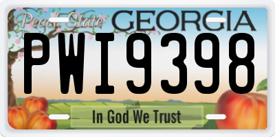GA license plate PWI9398