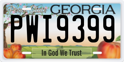 GA license plate PWI9399