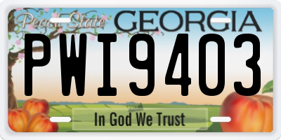 GA license plate PWI9403