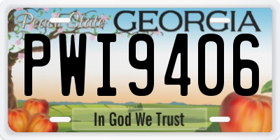 GA license plate PWI9406