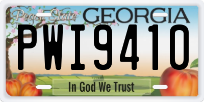 GA license plate PWI9410