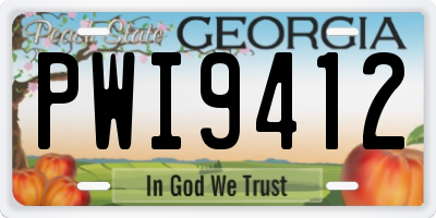 GA license plate PWI9412