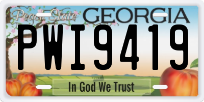 GA license plate PWI9419