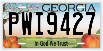 GA license plate PWI9427