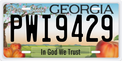 GA license plate PWI9429