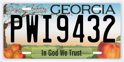 GA license plate PWI9432