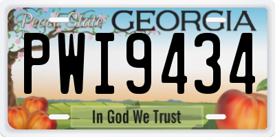 GA license plate PWI9434