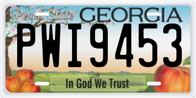 GA license plate PWI9453
