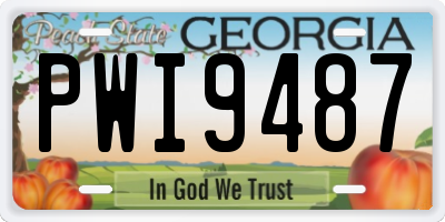 GA license plate PWI9487