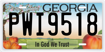 GA license plate PWI9518