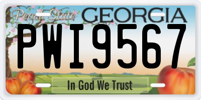 GA license plate PWI9567
