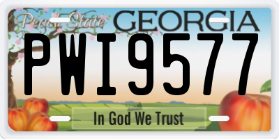 GA license plate PWI9577