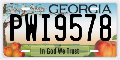 GA license plate PWI9578
