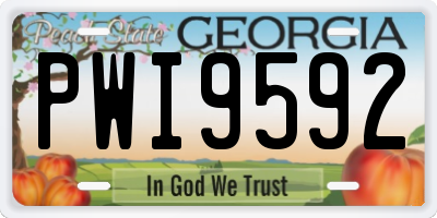 GA license plate PWI9592