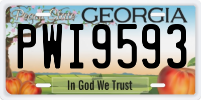 GA license plate PWI9593