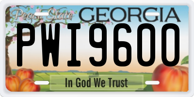 GA license plate PWI9600
