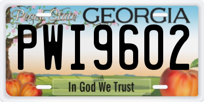 GA license plate PWI9602