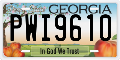 GA license plate PWI9610