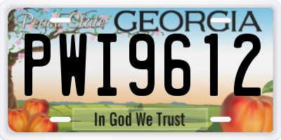 GA license plate PWI9612