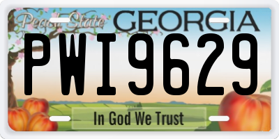 GA license plate PWI9629