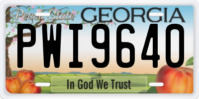 GA license plate PWI9640