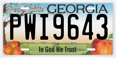 GA license plate PWI9643