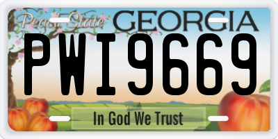 GA license plate PWI9669
