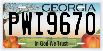 GA license plate PWI9670