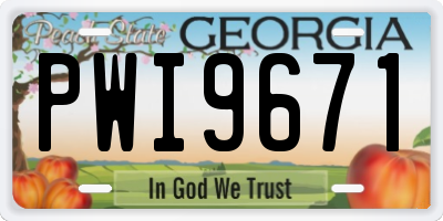 GA license plate PWI9671