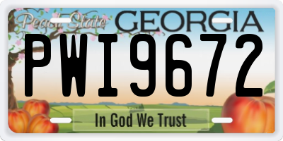 GA license plate PWI9672