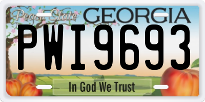 GA license plate PWI9693