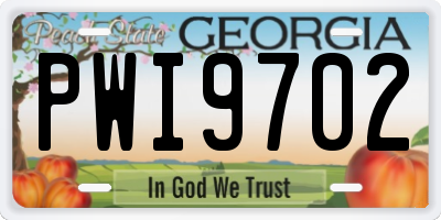GA license plate PWI9702