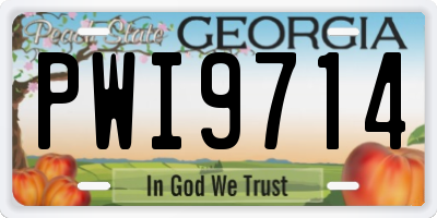GA license plate PWI9714