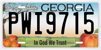 GA license plate PWI9715