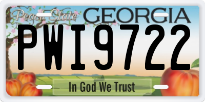GA license plate PWI9722