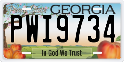 GA license plate PWI9734