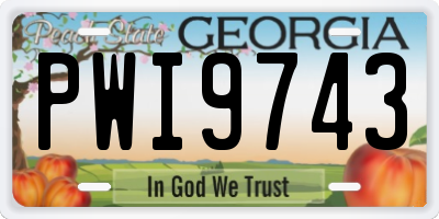 GA license plate PWI9743