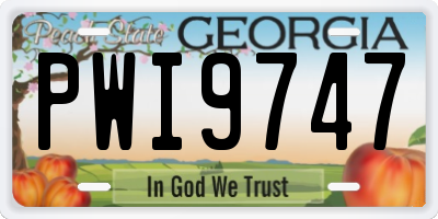 GA license plate PWI9747