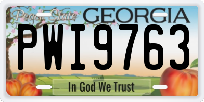 GA license plate PWI9763