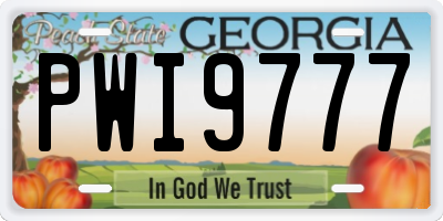 GA license plate PWI9777