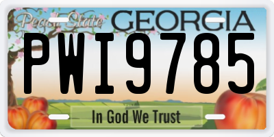 GA license plate PWI9785