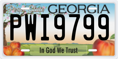 GA license plate PWI9799