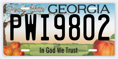 GA license plate PWI9802