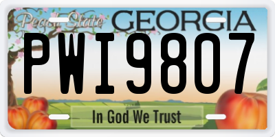 GA license plate PWI9807