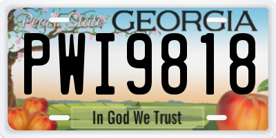 GA license plate PWI9818