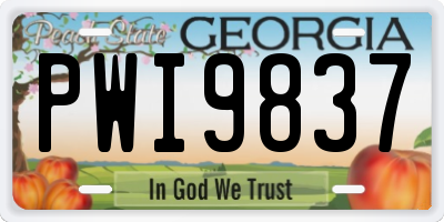 GA license plate PWI9837