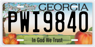 GA license plate PWI9840