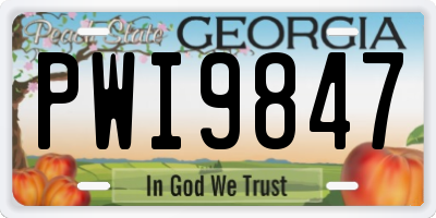GA license plate PWI9847