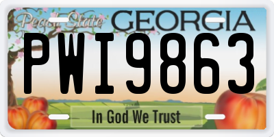 GA license plate PWI9863