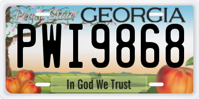 GA license plate PWI9868